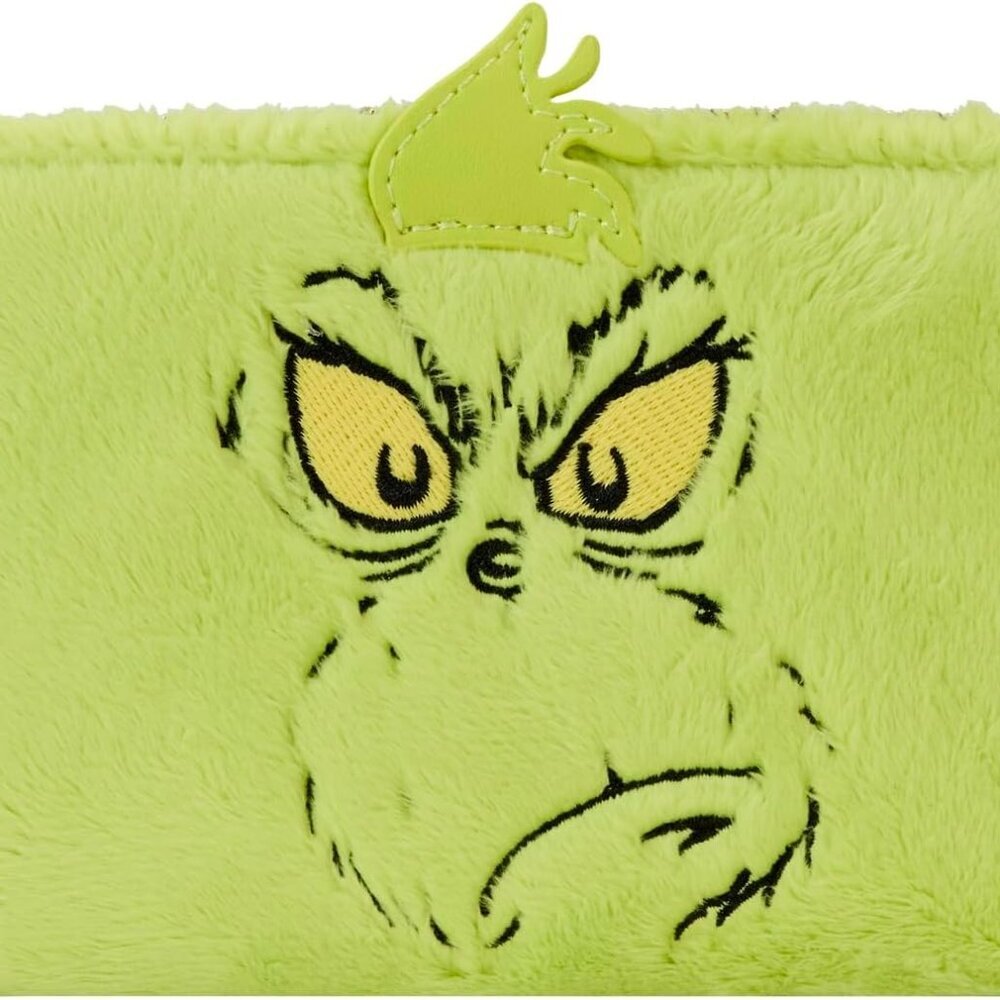 Dr Seuss Grinch Plush Wallet Faux Leather Zipper Card Holder Glow